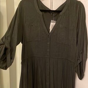 NWT Torrid Grey Jersey Knit Button-Down Shirt Dress